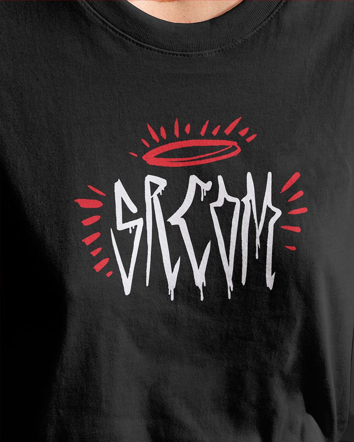 Camiseta criada por Tico Canato para a equipe da SRCOM no Rock in Rio 2024